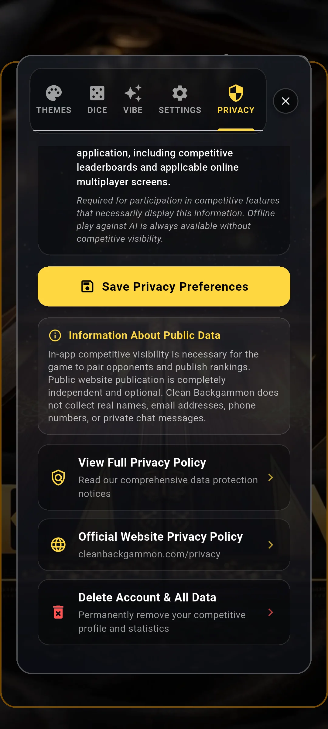 How to Permanently Delete Your Clean Backgammon Account & Player Data